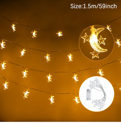 Moon Star LED Fairy String Lights Garland Ραμαζάνι Διακόσμηση για το σπίτι 2023 Ramadan Kareem Eid Mubarak Light Ισλαμικό Φωτιστικό πάρτι