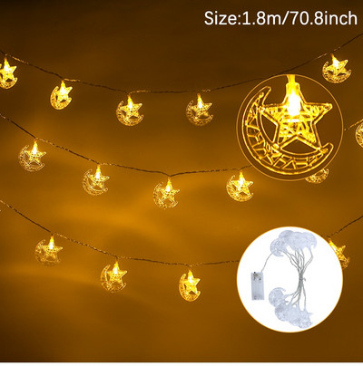 Moon Star LED Fairy String Lights Garland Ραμαζάνι Διακόσμηση για το σπίτι 2023 Ramadan Kareem Eid Mubarak Light Ισλαμικό Φωτιστικό πάρτι