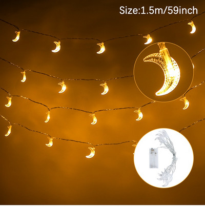 Moon Star LED Fairy String Lights Garland Ραμαζάνι Διακόσμηση για το σπίτι 2023 Ramadan Kareem Eid Mubarak Light Ισλαμικό Φωτιστικό πάρτι