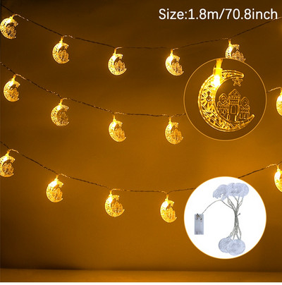 Moon Star LED Fairy String Lights Garland Ραμαζάνι Διακόσμηση για το σπίτι 2023 Ramadan Kareem Eid Mubarak Light Ισλαμικό Φωτιστικό πάρτι