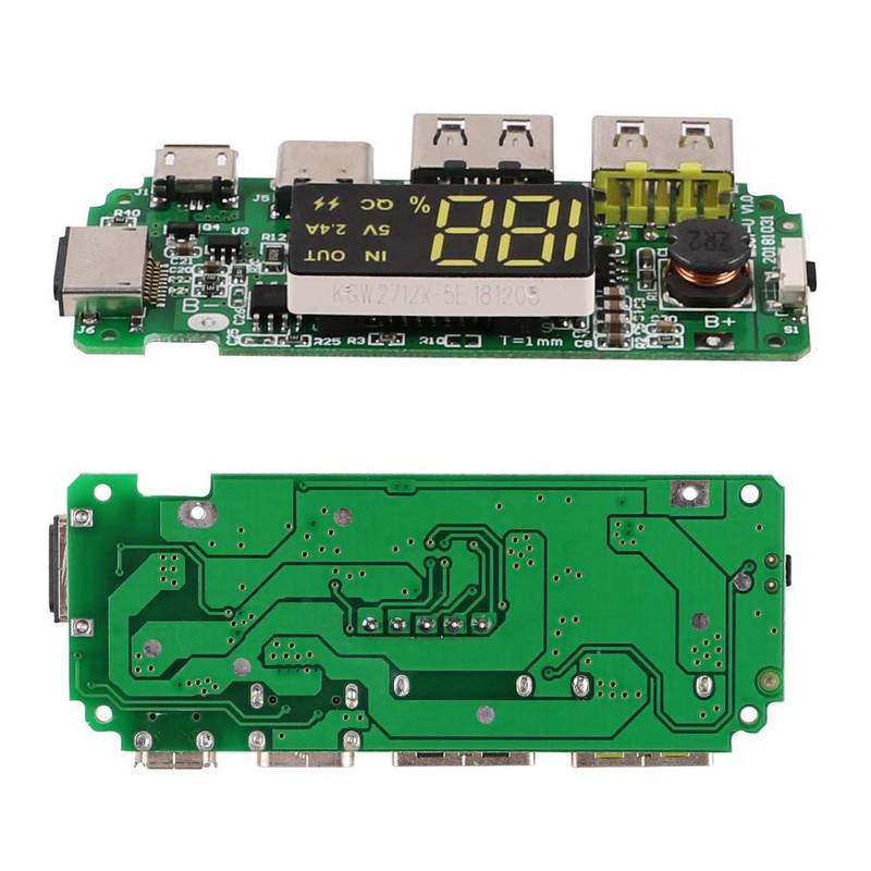 LED dvigubas USB 5V 2.4A, skirtas Lightning USB Power Bank 18650 įkroviklio plokštės perkrovos perkrovos trumpojo jungimo apsauga
