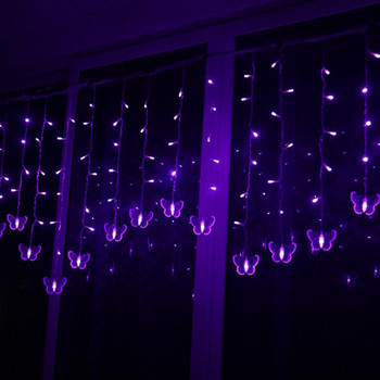 Ροζ μωβ LED πεταλούδα γιρλάντα κουρτίνα νεράιδα φωτάκια κορδόνι για το δωμάτιο Σαλόνι σπιτιού Διακόσμηση γάμου Διακοσμήσεις κρεβατοκάμαρας