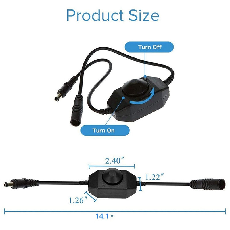 Димер за LED лента, DC 12V-24V превключвател за димер, подходящ за LED лента, LED лампа за въже 3528, 5050, 5630