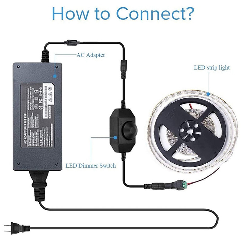 Димер за LED лента, DC 12V-24V превключвател за димер, подходящ за LED лента, LED лампа за въже 3528, 5050, 5630