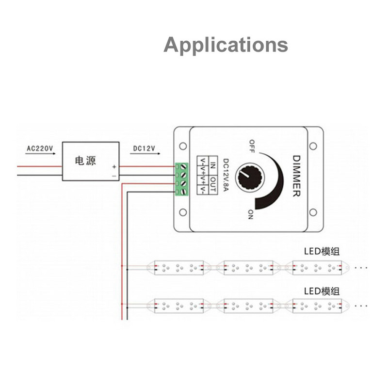 Brightness Dimmable Light Switch 8a 24v 12v Led Dimmer Switch for Led Lights Χειροκίνητος διακόπτης ρυθμιστής έντασης φωτός