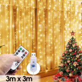 Κουρτίνα LED String Lights με 8 Mode Τηλεχειριστήριο Garland Fairy Lights για Χριστουγεννιάτικα ντεκόρ γαμήλιας γιορτής Φώτα παραθύρου δωματίου
