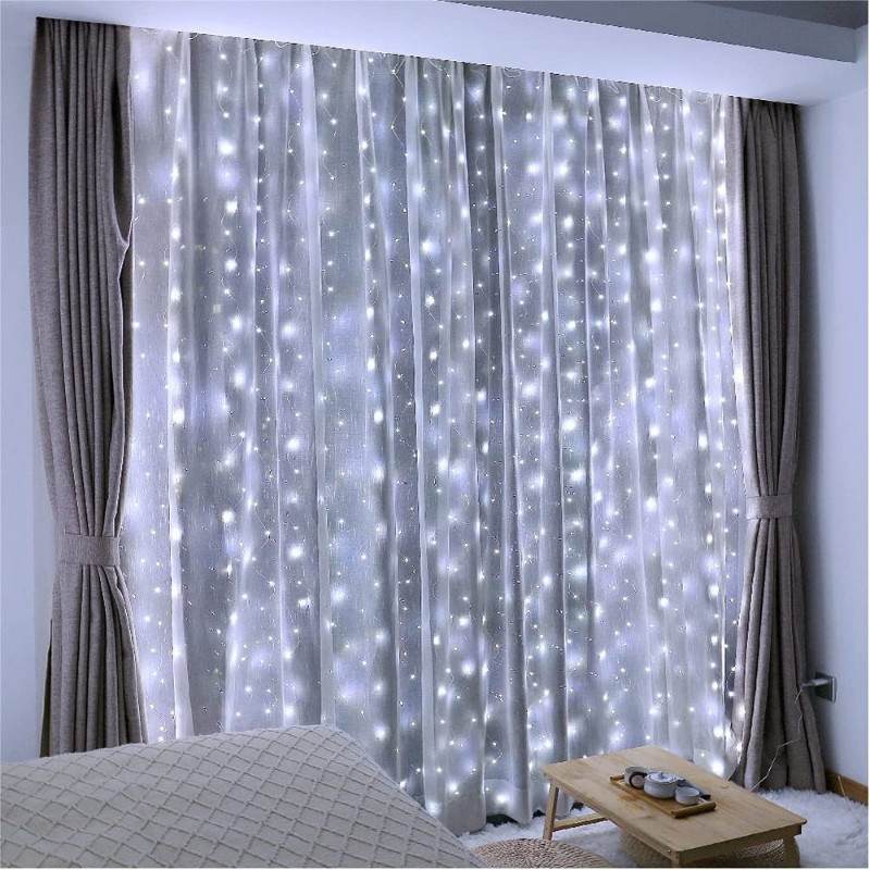 Κουρτίνα LED String Lights με 8 Mode Τηλεχειριστήριο Garland Fairy Lights για Χριστουγεννιάτικα ντεκόρ γαμήλιας γιορτής Φώτα παραθύρου δωματίου