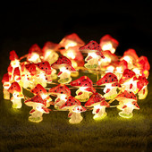 Νέα 3D Stereo Mushroom Χάλκινο σύρμα με μπαταρία/USB DIY Fairy String Lamps 20/30Leds Mushroom String Lights for Patio Decor