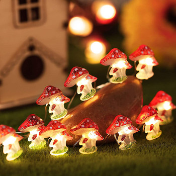 Νέα 3D Stereo Mushroom Χάλκινο σύρμα με μπαταρία/USB DIY Fairy String Lamps 20/30Leds Mushroom String Lights for Patio Decor