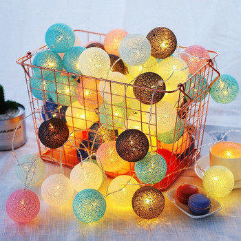20 памучни топки 2.2M низ фея нощни светлини USB LED крушка спалня Коледа празнично парти на открито Бебешко легло Светлини Декорация