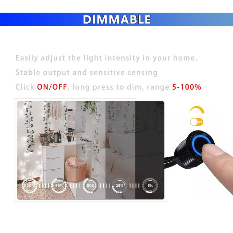 Stmievateľný DC 12V 24V kovový zapustený jednofarebný stmievač dotykový spínač ovládanie tlačidlom senzor ovládač LED stmievač