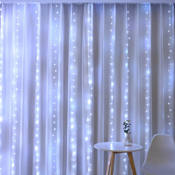 3 метра завеса LED струнни светлини Коледна украса Гирлянд USB Festoon Дистанционно управление Фея Гирляндни светлини за дома в спалнята