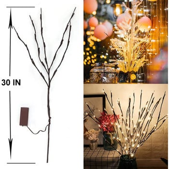 20 крушки LED Willow Branch Lights Lamp Natural Tall Vase Filler Willow Twig Lighted Branch Коледни сватбени декоративни светлини