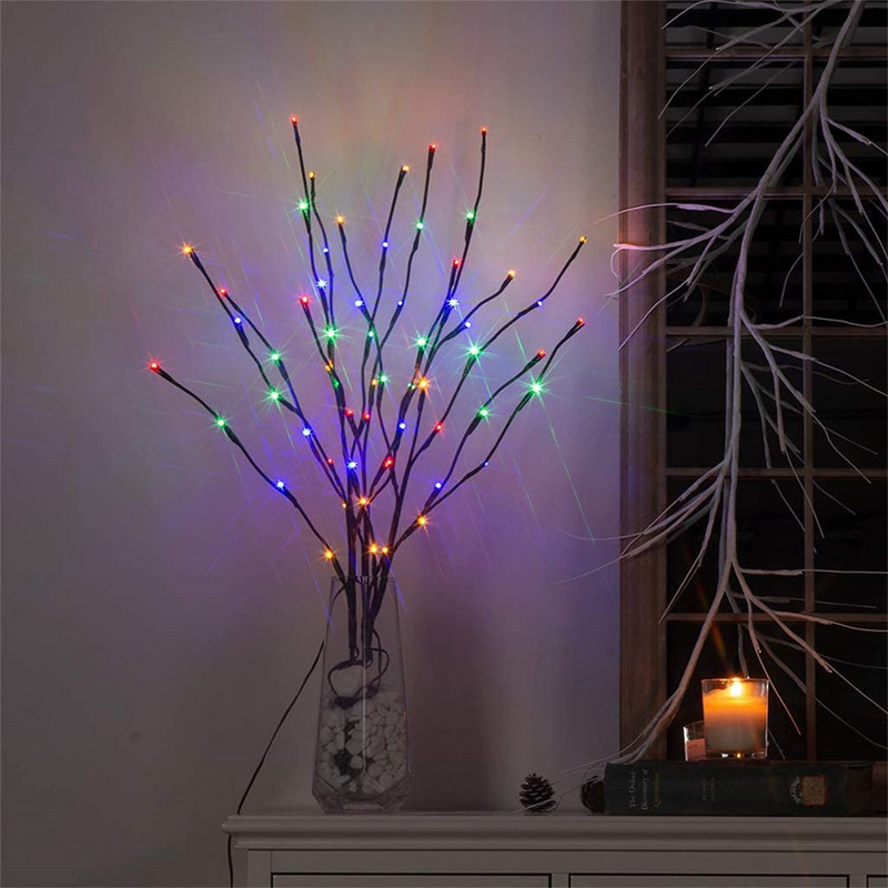 20 de becuri LED Ramă de salcie Lampă Umplutură naturală pentru vază înaltă Ramă de salcie Ramă iluminată Lumini decorative pentru nuntă de Crăciun