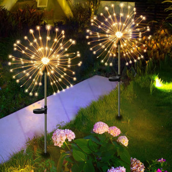 90/120/150 LED слънчеви външни светлини гирлянди слънчеви фойерверки коледни светлини украса за раждане на Рамадан 2023 г. сватбен декор нова година