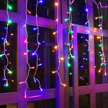 Коледни светлини Водопад Външна декорация Droop Led светлини Светлини за завеси String Lights Party Ggarden Eaves Decoration 220V 110V