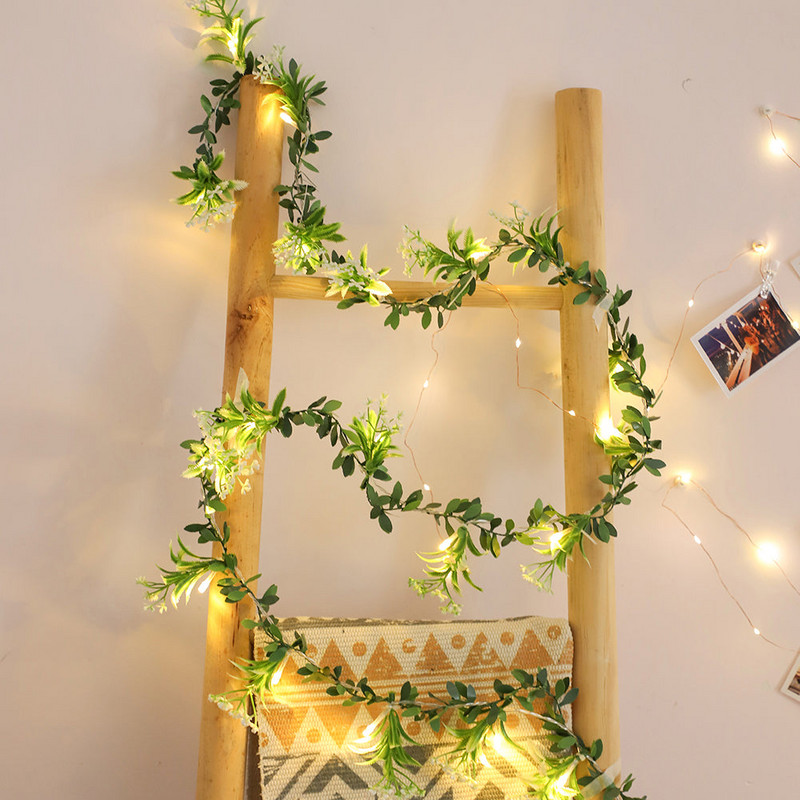 10/20 led Φωτιστικό κορδόνι λουλουδιών γιρλάντα Leafs LED Fairy Light Χριστουγεννιάτικο Διακοσμητικό τραπέζι γάμου Μπαταρία/USB Vine String Light