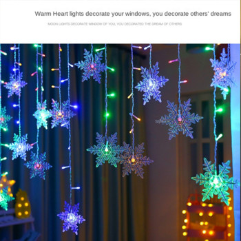 Коледна светлина Led снежинка завеса Icicle Fairy String Lights гирлянда за закрито и открито домашно парти Новогодишна декорация