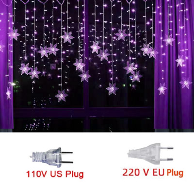 Božićno svjetlo Led pahulja zavjesa Icicle Fairy String Lights Girlland za unutarnju i vanjsku kućnu zabavu Novogodišnja dekoracija