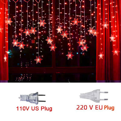 Božićno svjetlo Led pahulja zavjesa Icicle Fairy String Lights Girlland za unutarnju i vanjsku kućnu zabavu Novogodišnja dekoracija