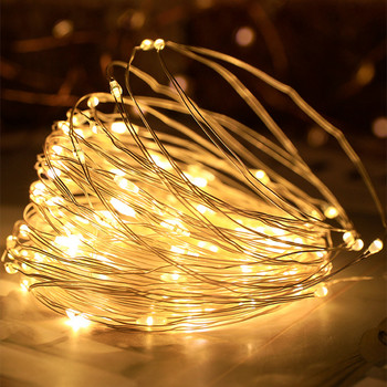 10 бр. 1M 2M медна жица LED струнна светлина Празнично осветление Фея гирлянда за коледно дърво Декорация на сватбено тържество Navidad 2022