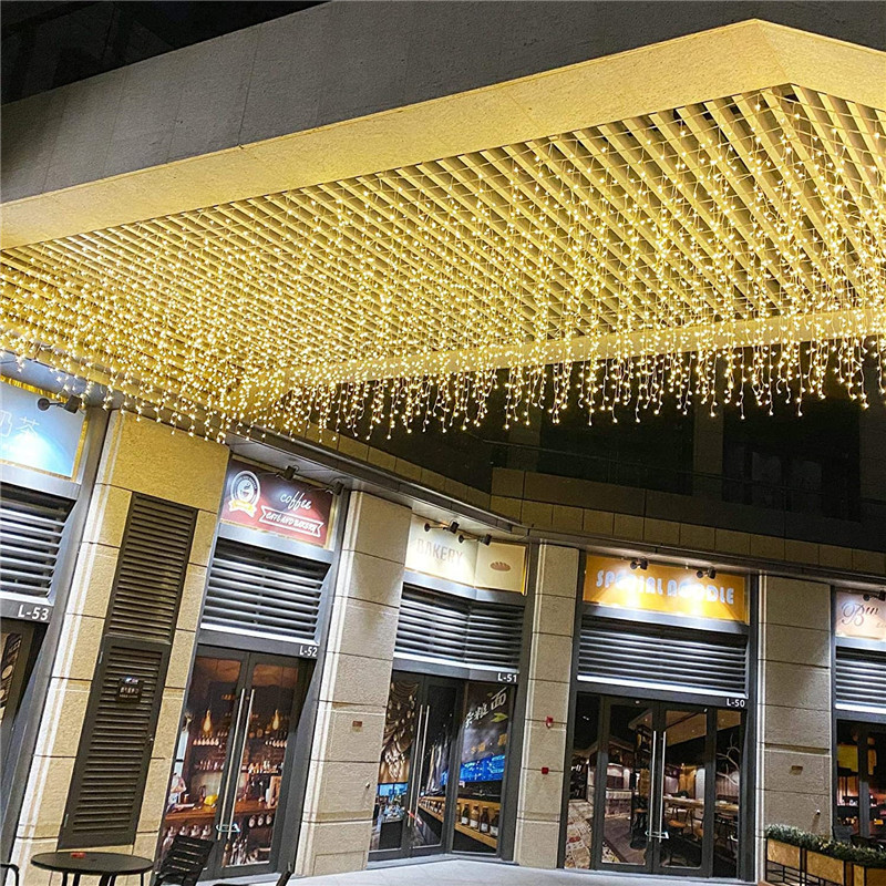 5M коледни светлини водопад Led завеса Icicle String Light открит гирлянд Droop 0.4-0.6m Party Garden Eaves Decorative Light