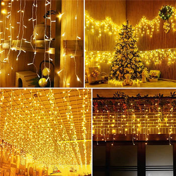5M χριστουγεννιάτικα λαμπάκια καταρράκτης Εξωτερική LED κουρτίνα String Lights Garland Fairy Light Drop 0,4-0,6m Garden Street Eaves Decoration
