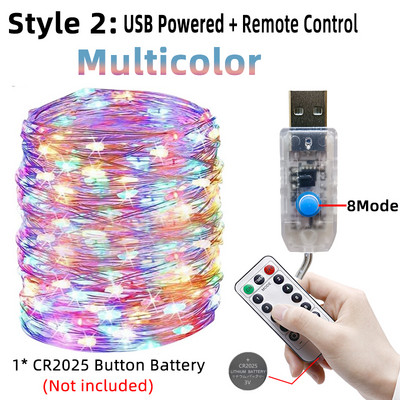 Led Fairy String Lights USB akuga töötav välistingimustes veekindel jõuluvaniku vasktraat pulmapeo jaoks Kodutoa sisekujundus