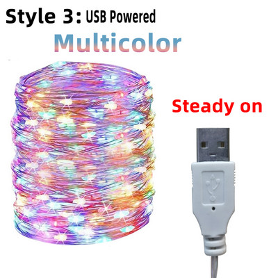 Led Fairy String Lights USB akuga töötav välistingimustes veekindel jõuluvaniku vasktraat pulmapeo jaoks Kodutoa sisekujundus