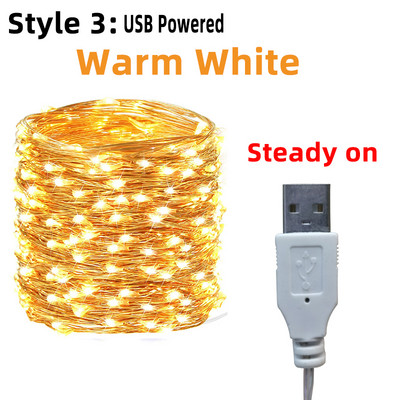 Led Fairy String Lights USB akuga töötav välistingimustes veekindel jõuluvaniku vasktraat pulmapeo jaoks Kodutoa sisekujundus
