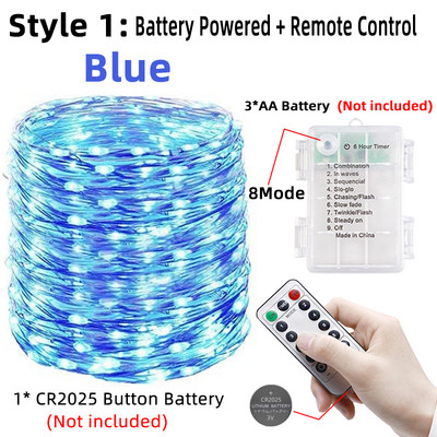 Led Fairy String Lights USB akuga töötav välistingimustes veekindel jõuluvaniku vasktraat pulmapeo jaoks Kodutoa sisekujundus