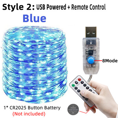 Led Fairy String Lights USB akuga töötav välistingimustes veekindel jõuluvaniku vasktraat pulmapeo jaoks Kodutoa sisekujundus