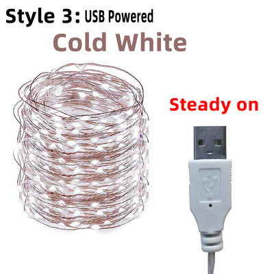 Led Fairy String Lights USB akuga töötav välistingimustes veekindel jõuluvaniku vasktraat pulmapeo jaoks Kodutoa sisekujundus