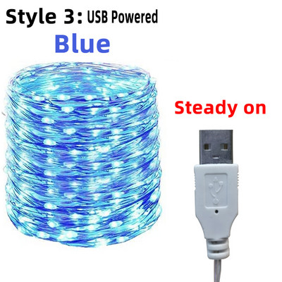 Led Fairy String Lights USB akuga töötav välistingimustes veekindel jõuluvaniku vasktraat pulmapeo jaoks Kodutoa sisekujundus