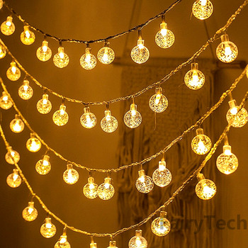 Crystal Ball LED Fairy String Коледни декорации за дома Висящ гирлянд Коледен декор Орнамент Navidad Коледен подарък Нова година
