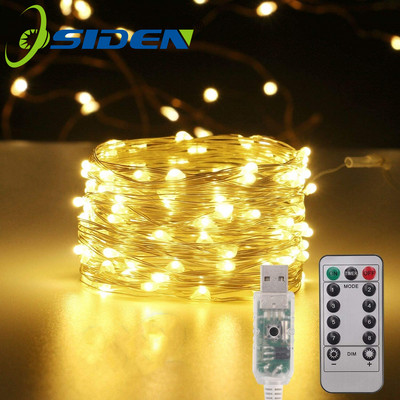 USB LED Fairy Lights String 5M10M20M pühadevalgusti veekindel hõbedane traat puldiga jõulupeo pulmade kaunistamiseks