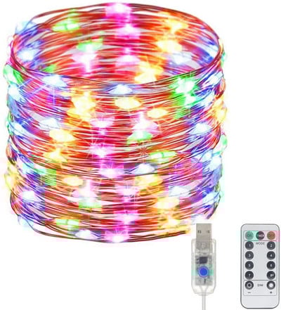 USB LED Fairy Lights String 5M10M20M pühadevalgusti veekindel hõbedane traat puldiga jõulupeo pulmade kaunistamiseks