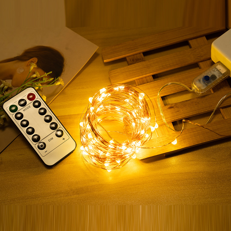 USB LED Fairy Lights String 5M10M20M pühadevalgusti veekindel hõbedane traat puldiga jõulupeo pulmade kaunistamiseks