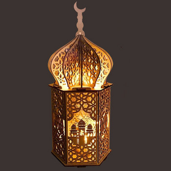 LED Eid Mubarak Мюсюлмански фестивал Светлина Нощна лампа Дървена Направи си сам ръчно изработена декорация Подарък Орнаменти Ислям Рамадан Парти консумативи