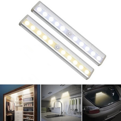 6/10 LED пасивна инфрачервена LED светлина със сензор за движение Шкаф Гардероб Нощна лампа LED шкаф Осветление на шкафа Стълбище Кухня