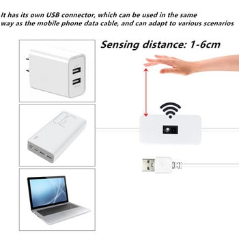 Λωρίδα USB Hand Sweep Waving ON OFF Αισθητήρας Φως κίνησης LED με οπίσθιο φωτισμό Τηλεόραση Κουζίνα Μη αδιάβροχη λάμπα 5V κάτω από το ντουλάπι Φώτα LED