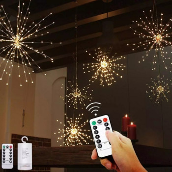Φωτιστικό Πυροτέχνημα LED εξωτερικού χώρου 120/180 LED Κρεμαστά String String Fairy Light Αδιάβροχο Χριστουγεννιάτικο Διακόσμηση Κήπου σπιτιού