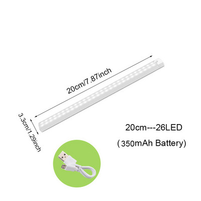 Šviesos diodai po spintele Naktinis apšvietimas USB įkraunamas judesio jutiklis, spinta Apšvietimas virtuvės miegamojo apšvietimas virtuvės sieninis šviestuvas