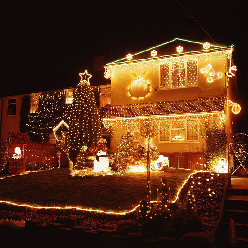 Cortina de lumini cu LED-uri șir de cascadă cu controler în 8 moduri pentru decorarea de Crăciun, petrecere, vacanță, interior, exterior