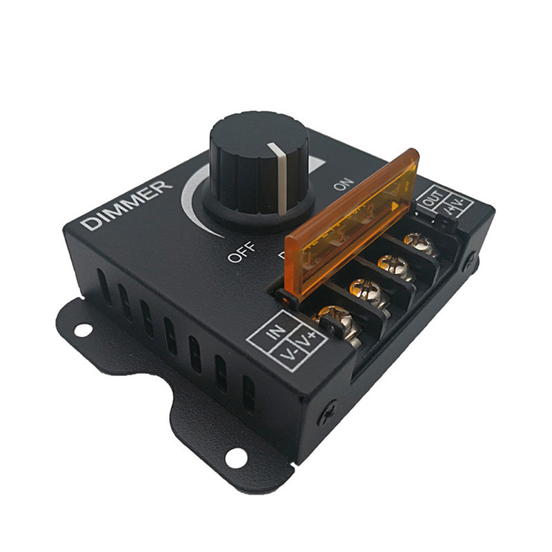 Līdzstrāvas 12V 24V LED reostata slēdzis 30A Max sprieguma regulators regulējams kontrolieris LED sloksnes gaismas lampas LED aptumšošanas dimmers