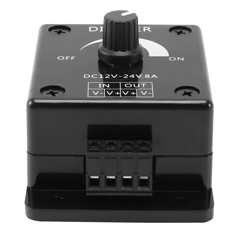 Juodas LED šviesos diodo jungiklis DC 12V 24V 8A reguliuojamo ryškumo lempos lemputės juostelės vairuotojas, vienos spalvos šviesos maitinimo šaltinio valdiklis