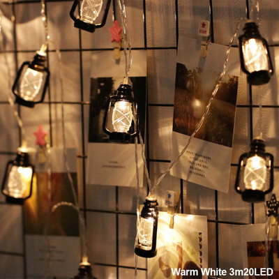 10/20 Led Fairy Lights Ρετρό Λαμπτήρας κηροζίνης LED String Lights Χριστουγεννιάτικο Φωτάκι με μπαταρία με τροφοδοσία εξωτερικής αυλής Διακόσμηση πάρτι σπιτιού