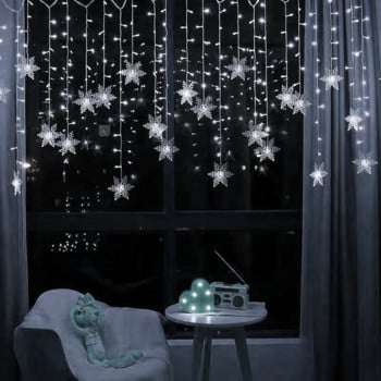 Κουρτίνα LED Snowflake String Lights Wave Fairy Lights Πρωτοχρονιάτικη διακόσμηση εσωτερικών και εξωτερικών χώρων Χριστουγεννιάτικο πάρτι Χριστουγεννιάτικη διακόσμηση