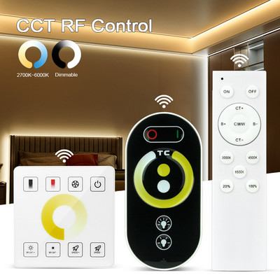 CCT fényerőszabályzó vezérlő 12V 24V CCT LED szalagfény szabályozható RF távirányítóhoz vagy érintőképernyős vagy 86 Panel Control 2700K-6500K cserélhető
