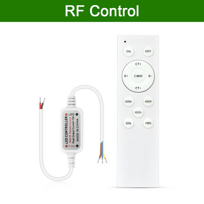 CCT reostata kontrolieris 12V 24V CCT LED sloksnes gaismas aptumšojamam RF tālvadības pults vai pieskāriena vai 86 paneļa vadībai no 2700K līdz 6500K maināma